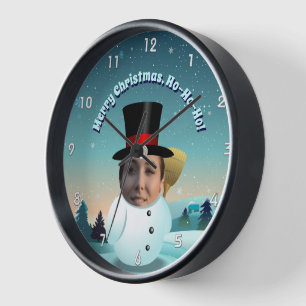 Horloge Bonhomme de neige de Noël avec tout visage que