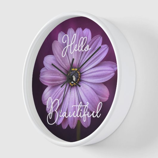 Horloge Bonjour Belle Fleur violette (Angle)