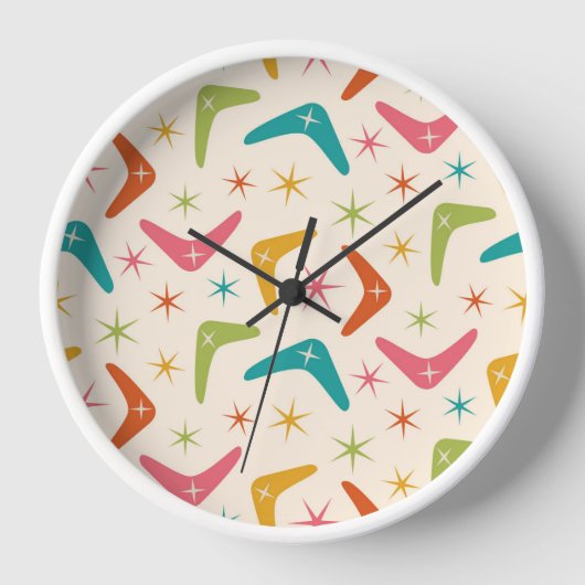 Horloge Boomerang de style milieu de siècle avec explosion (Recto)