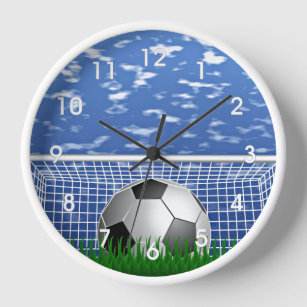 Horloge Boule de football dans le net, design populaire,