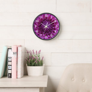 Horloge Boule violet Dahlia Floral