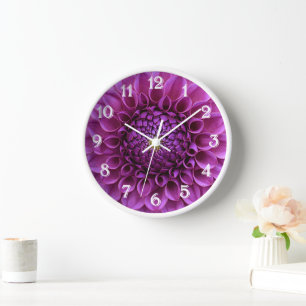 Horloge Boule violet Dahlia Floral