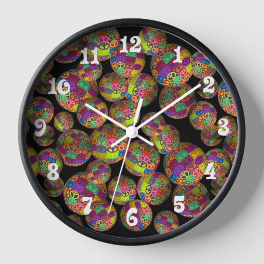 Horloge Boules de signe de paix 3D (Recto)