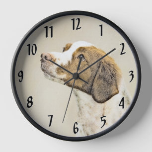 Horloge Brittany Peinture - Cute Original Chien Art