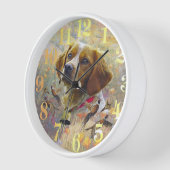 Horloge Brittany Spaniel Art, Chasse de faisan (Angle)