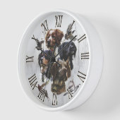Horloge Brittany Spaniel Art, Chasse de faisan (Angle)
