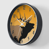 Horloge Brouillonnant Bull Elk au coucher du soleil Art or (Angle)