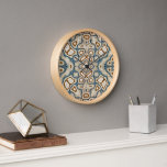 Horloge Brown Ochre Turquoise Hip Bleu Art Bohème<br><div class="desc">Belle motif en mosaïque bleu turquoise contemporain, beige et ocre marron batik . Motif décoratif disponible sur une variété de produits élégants et assortis accents et accessoires de décoration maison. Un design original pour le décorateur d'intérieur ou ceux qui aiment décorer leur chambre de maître ou d'enfant, la crèche, le...</div>