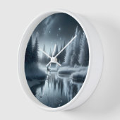 Horloge Buck dans une rivière hivernale la nuit (Angle)