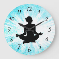 Horloge bustier femme méditation bleue soleil zen