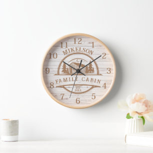 Horloge Cabine de famille en bois blanc personnalisé