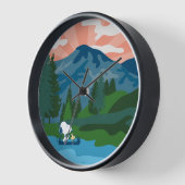 Horloge cacahuètes | Canoë Snoopy & Woodstock (Angle)