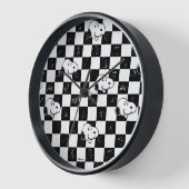 Horloge cacahuètes | Drapeau À damiers Snoopy (Angle)