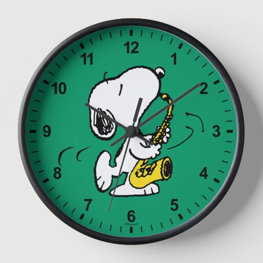 Horloge cacahuètes | Lecteur Snoopy Saxophone (Recto)