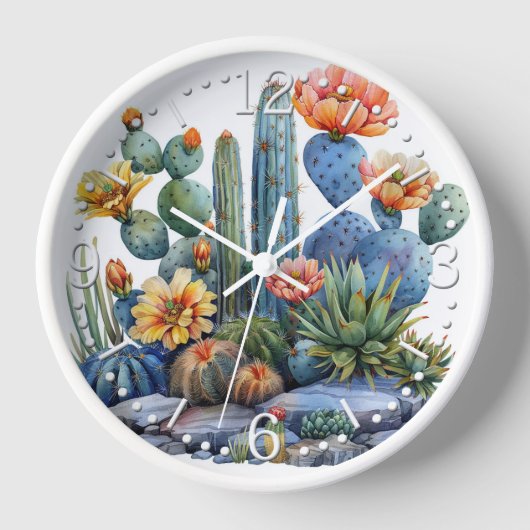 Horloge Cactus florissants et succulents (Recto)