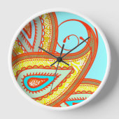 Horloge Cadeaux à la menthe orange jaune moderne (Recto)