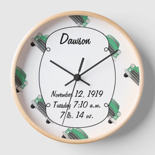 Horloge Cadeaux de voiture rétro verts doux classiques pou (Recto)