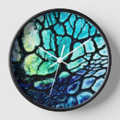 Horloge Cadran abstrait bleu, vert, jaune (Recto)