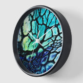 Horloge Cadran abstrait bleu, vert, jaune (Angle)
