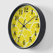 Horloge Cadran en Bois - Impression Citrons (Angle)
