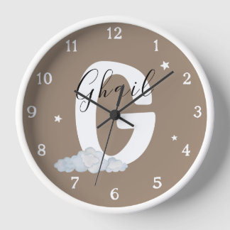Horloge Cadran mural de nurserie boho à cadre en bois blan