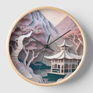 Horloge Cadran mural de pavillon en découpage de papier