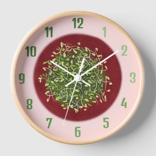 Horloge Cadran mural pousse des tendances vertes saines (Recto)