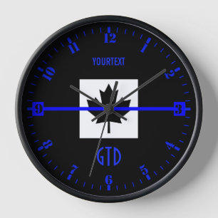 Horloge Cadran personnalisé Thin Blue Line sur drapeau can