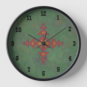 Horloge Cadre de conception géométrique verte du sud-ouest