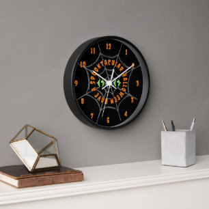 Horloge Cadre en bois noir rond Spooktacular Halloween