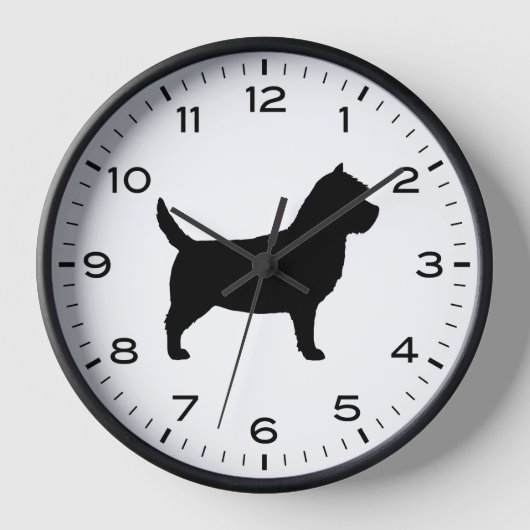 Horloge Cairn Terrier Silhouette avec des chiffres et des  (Recto)