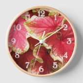 Horloge Caladium rose rouillé Feuilles Floral (Recto)