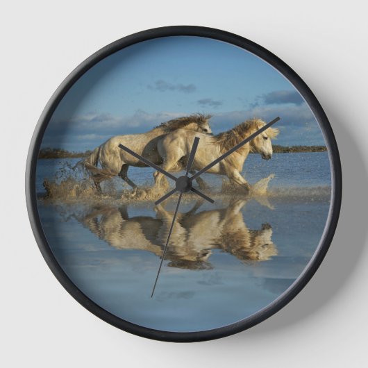 Horloge Camargue, Chevaux et réflexion, Sud de la France (Recto)