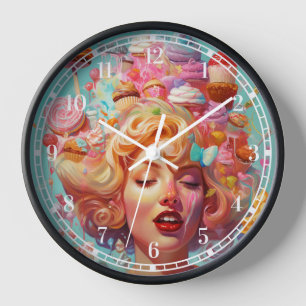 Horloge Candy Ice Cream Girl Surreal Imaginaire Art