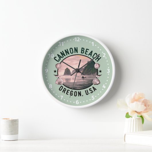 Horloge Cannon Beach Retro Vignette (Maison)