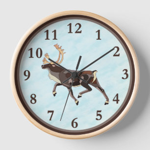 Horloge Caribou/Renne d'art populaire