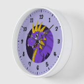 Horloge Caricature de dragon violet 24 heures sur 24 (Angle)