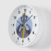 Horloge Caricature de dragon violet 24 heures sur 24 (Angle)
