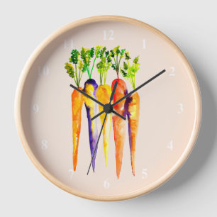 Horloge Carottes aquarelles légumes mignons