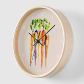 Horloge Carottes aquarelles légumes mignons (Angle)
