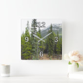 Horloge Carré de la scène de la forêt et de la mon (Maison)