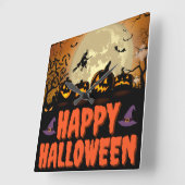 Horloge Carré de nuit d'Halloween (Angle)