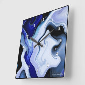 Horloge Carré des vagues bleues (Angle)