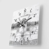 Horloge Carré rétros de l'avion antique (Angle)