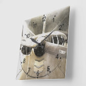 Horloge Carré rétros de l'avion antique (Angle)