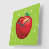 Horloge Carré rouge Apple (Angle)