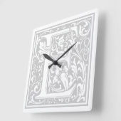 Horloge Carré William Morris Alphabet "E" (Angle)