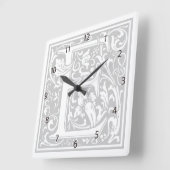 Horloge Carré William Morris Alphabet "E" (Angle)