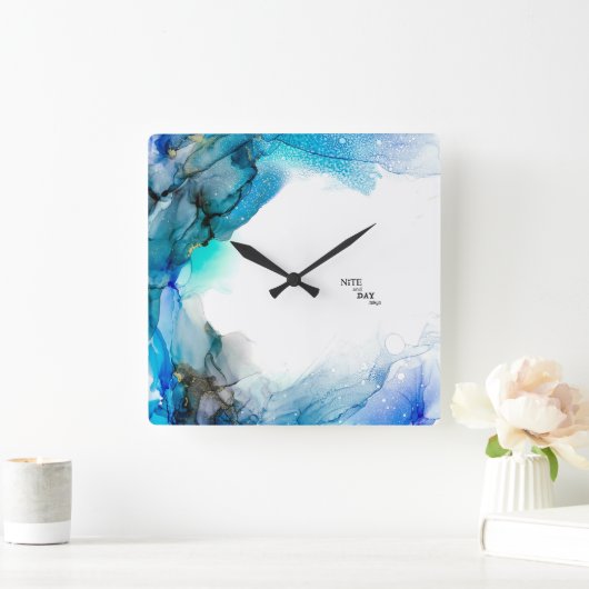 HORLOGE CARRÉE アルコールインク-抽象絵画 (Maison)