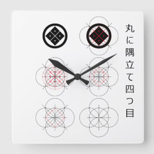 HORLOGE CARRÉE 丸に隅立て四つ目の作図
